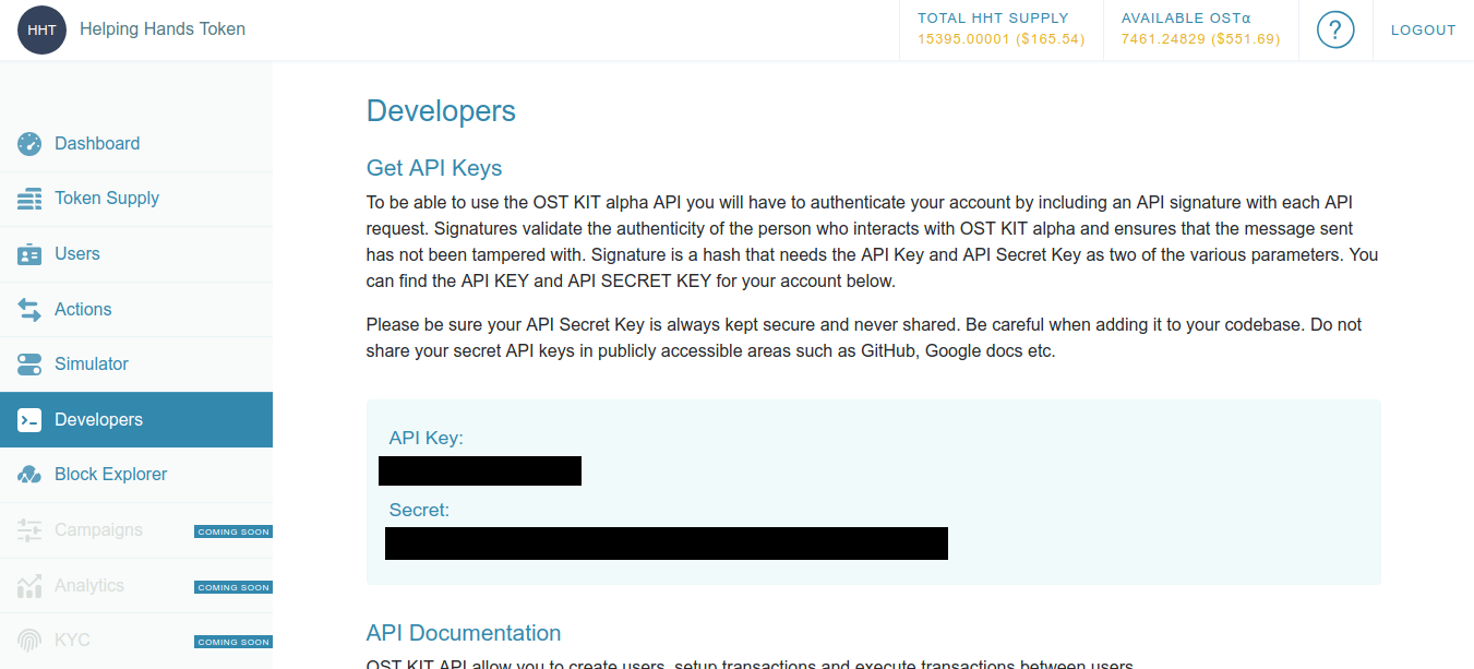 API Keys are easy to find in the dev kit.