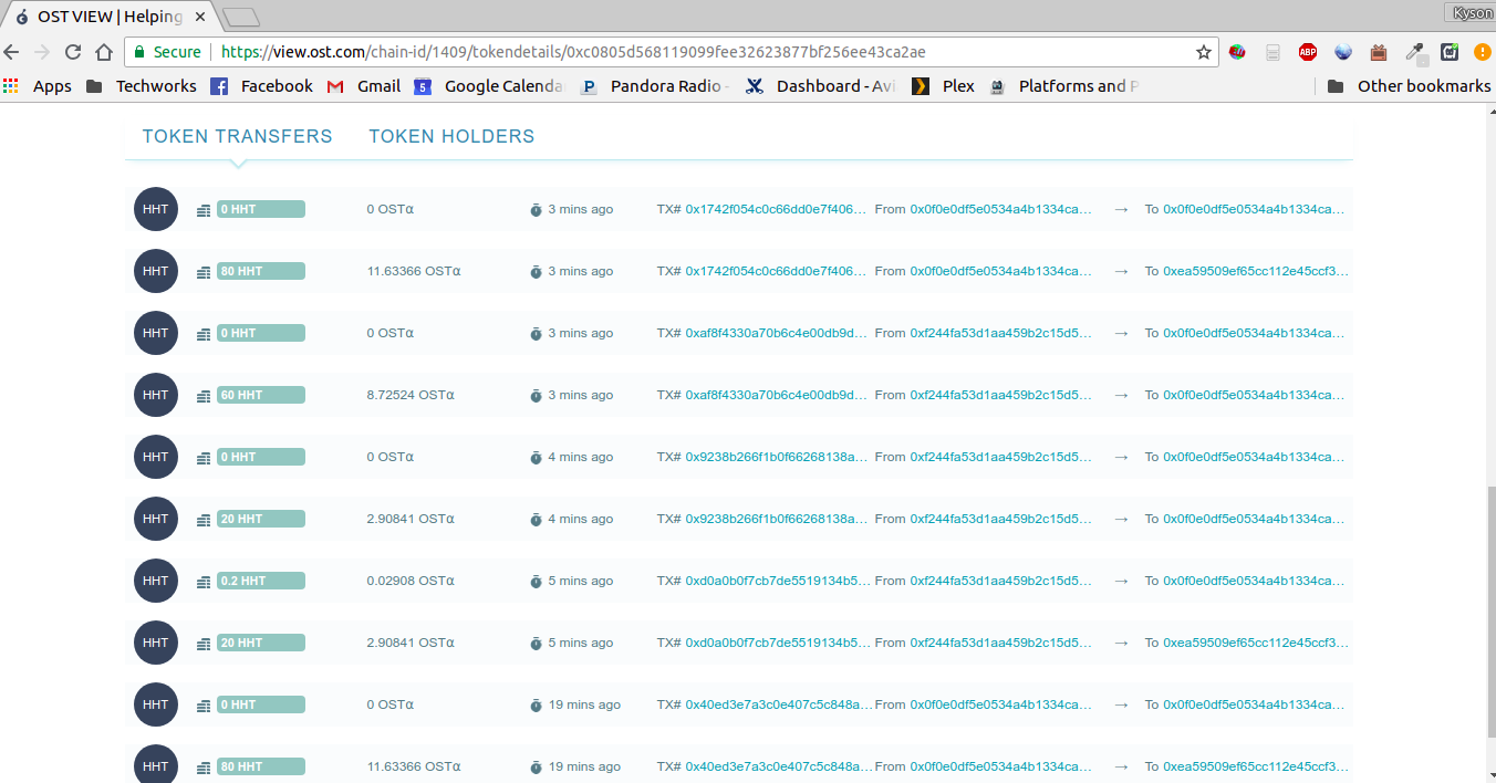 Token Transfers on OST View